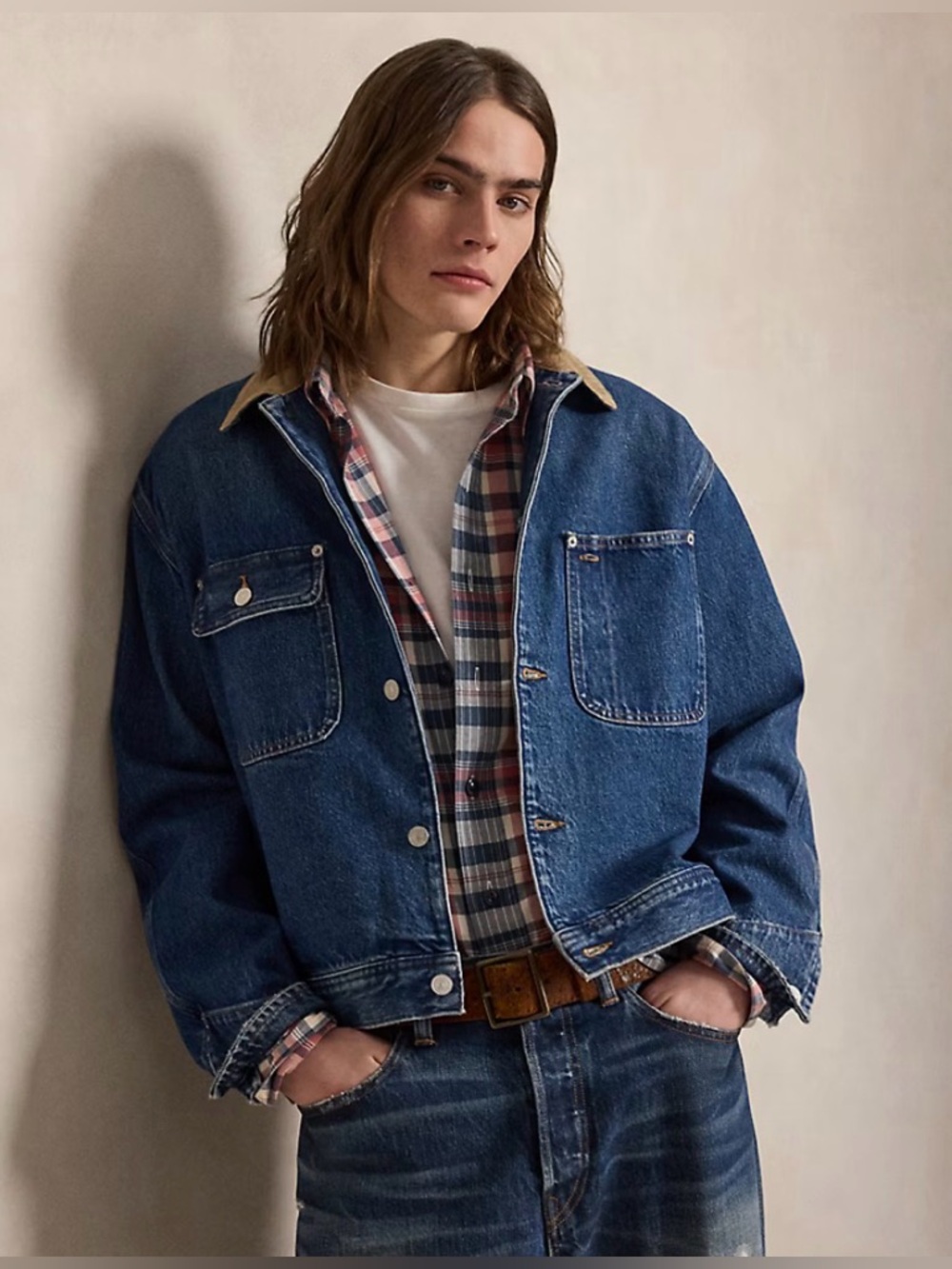 Vintage 90s Polo Ralph Lauren Denim Corduroy-Collar Trucker Jacket Medium